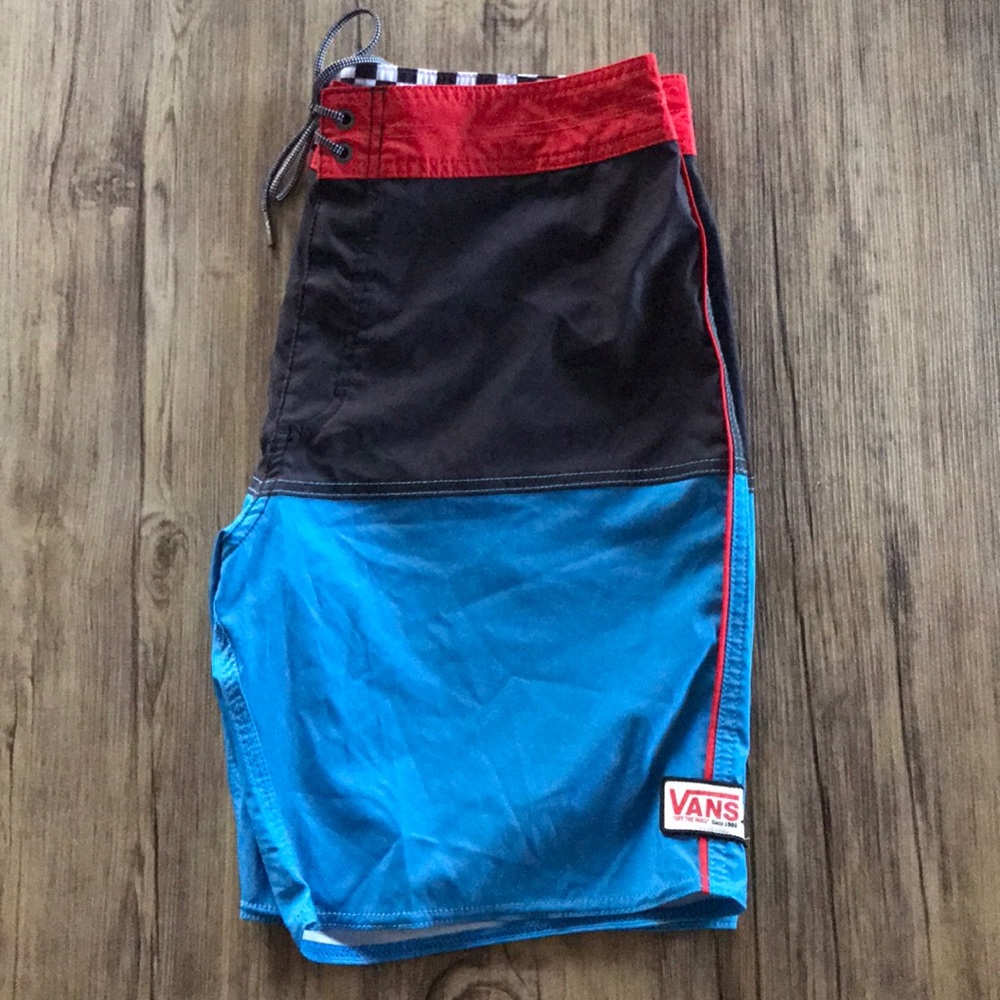 Vans blue, black, red shorts - 32 waist
